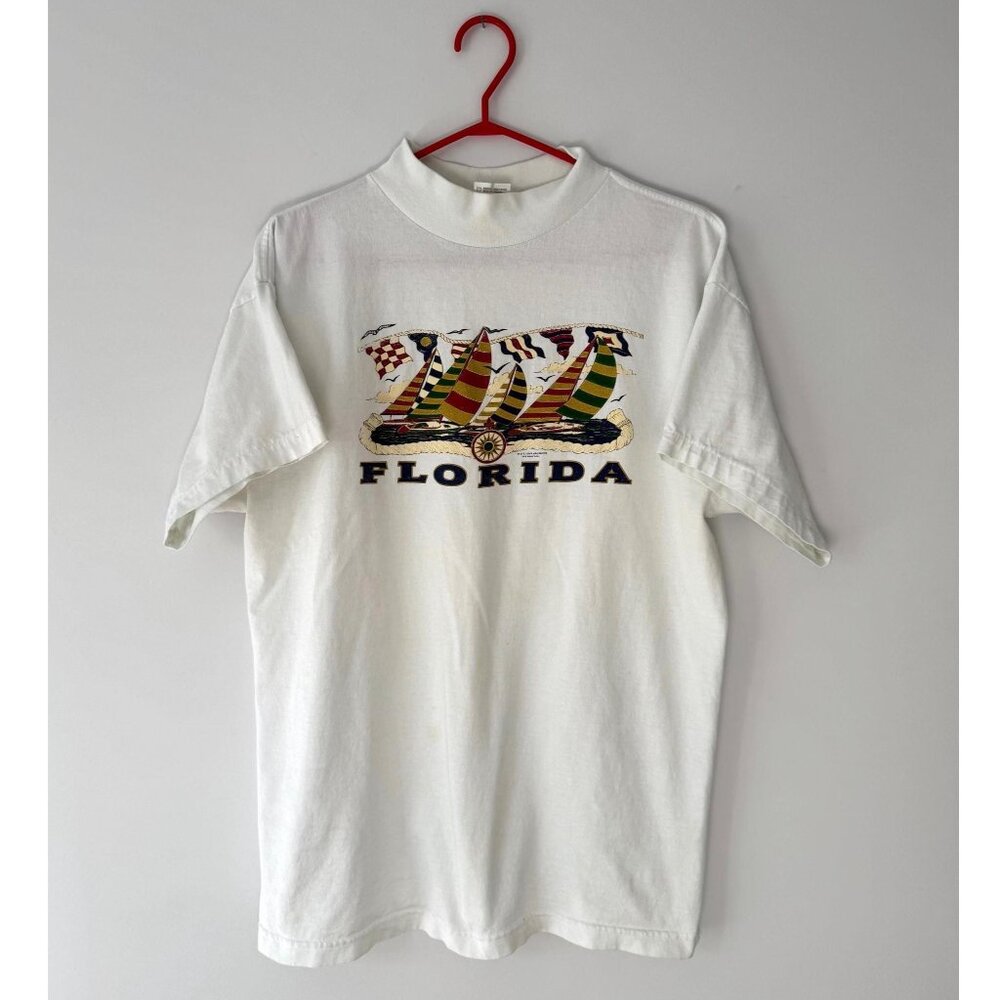 90s vintage Florida retro sailing boat summer travel graphic cotton tshirt